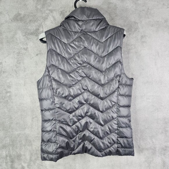 Womens Gray So Perfect Puffer Vest Jacket Full Zip Sleeveless Size M - Picture 7 of 10